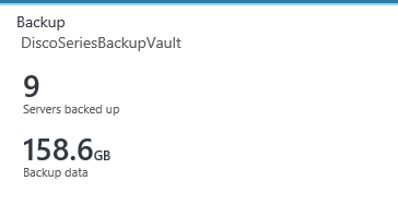 A screenshot from Microsoft Operations Management Suite showing the Azure Backup solution: 9 servers abacked up. 158.6GB data protected